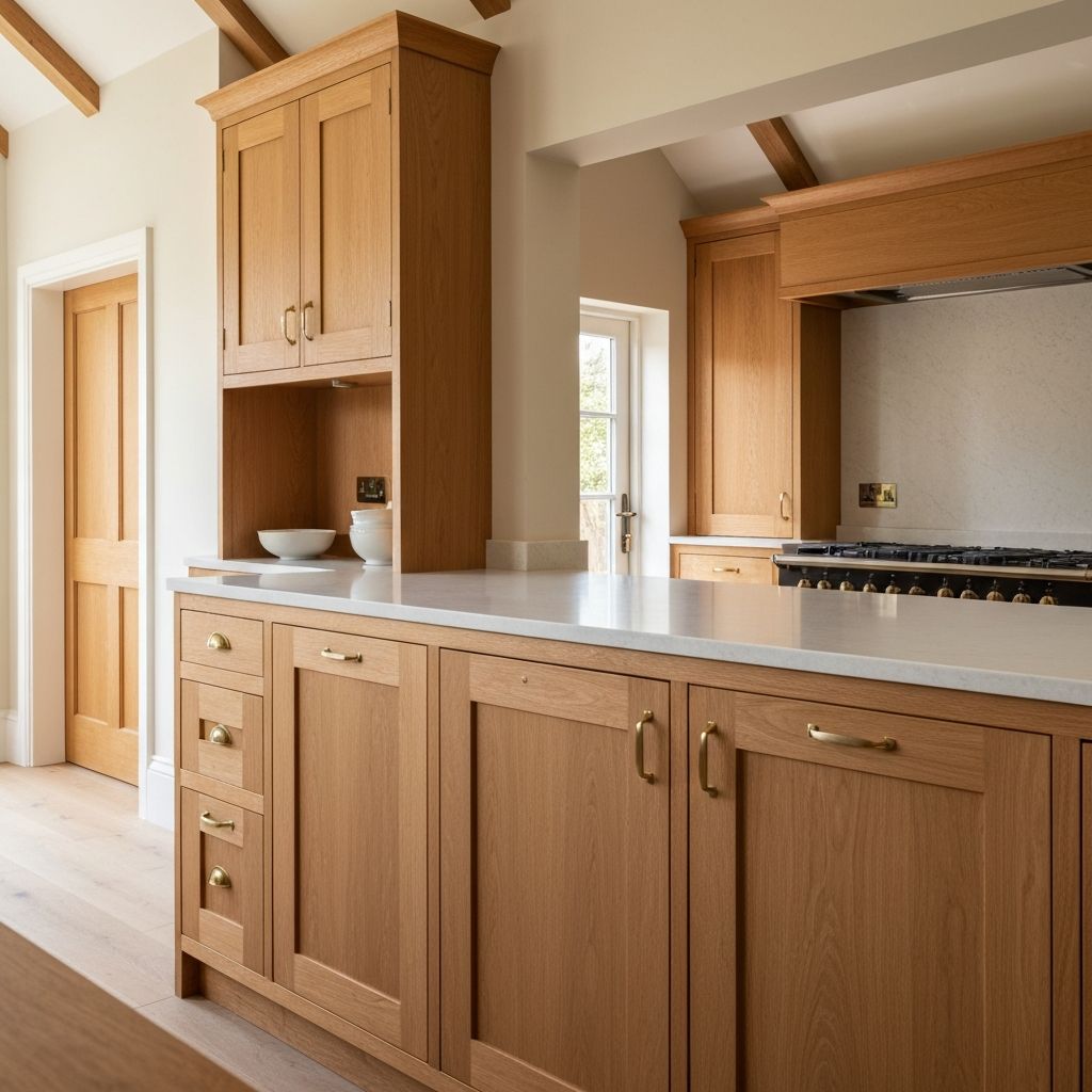 Bespoke fitted kitchen with solid wood cabinetry and custom drawers